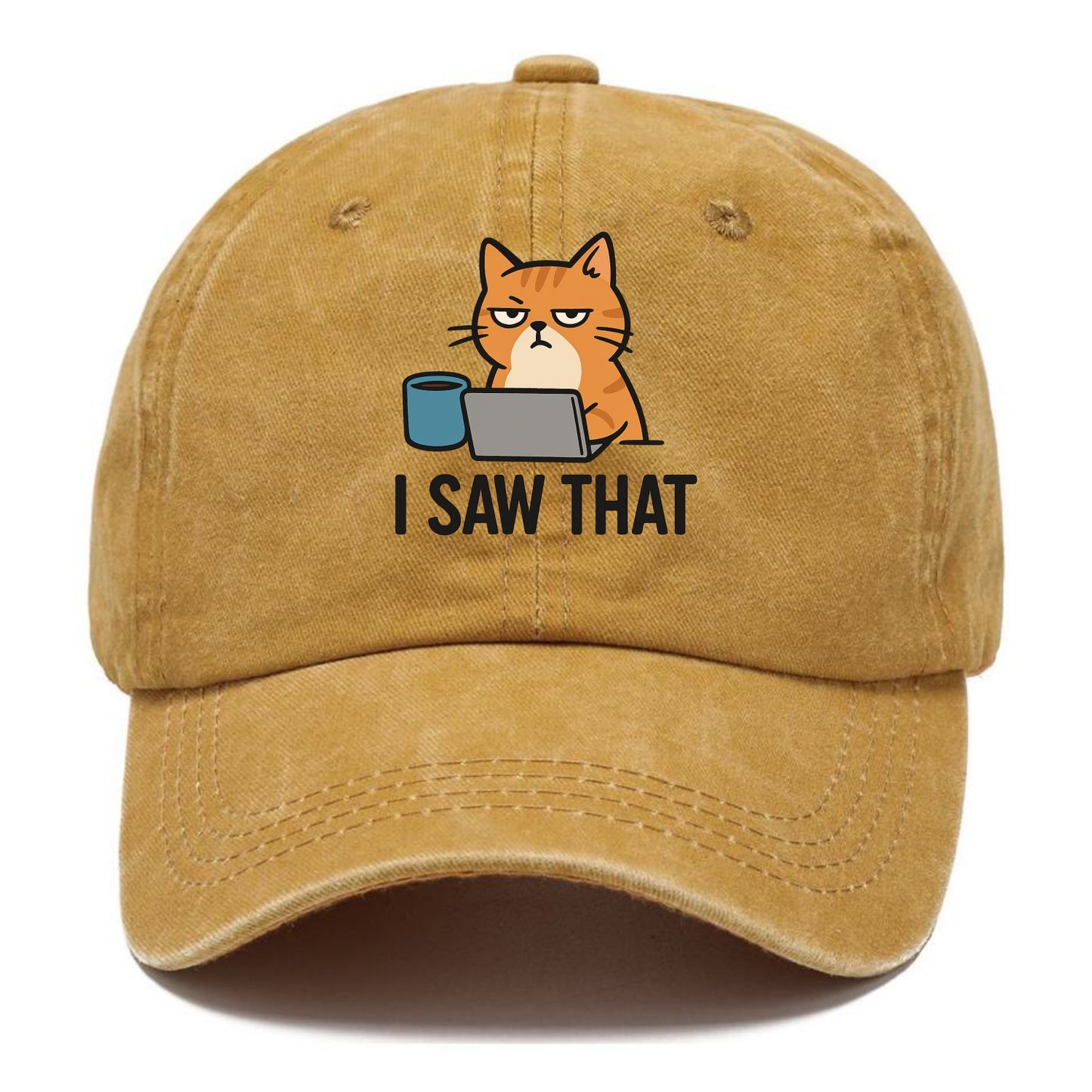 Cat with one eye open judging you - "I SAW THAT" - nothing escapes notice - Classic Cap - Golden Harvest(Yellow)