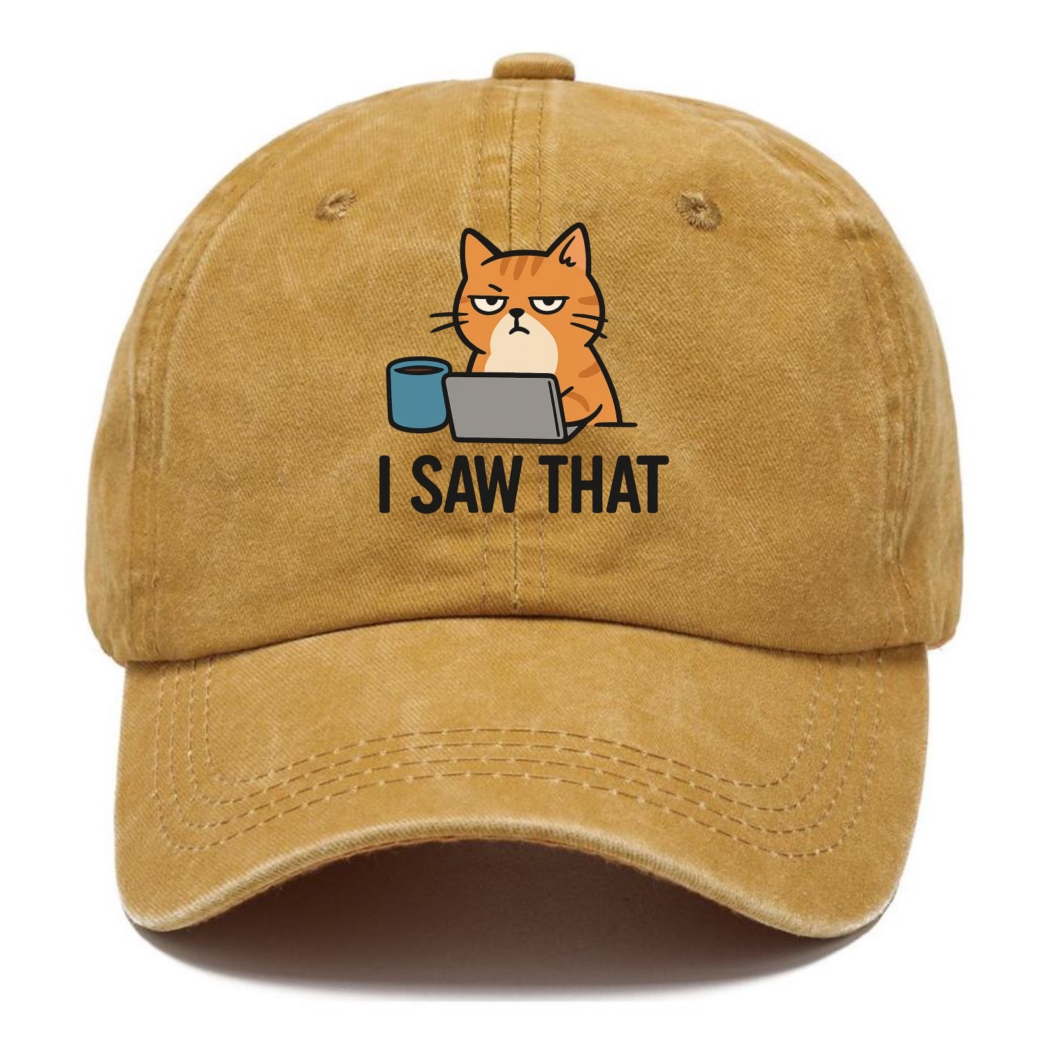 Cat with one eye open judging you - "I SAW THAT" - nothing escapes notice - Classic Cap - Golden Harvest(Yellow)