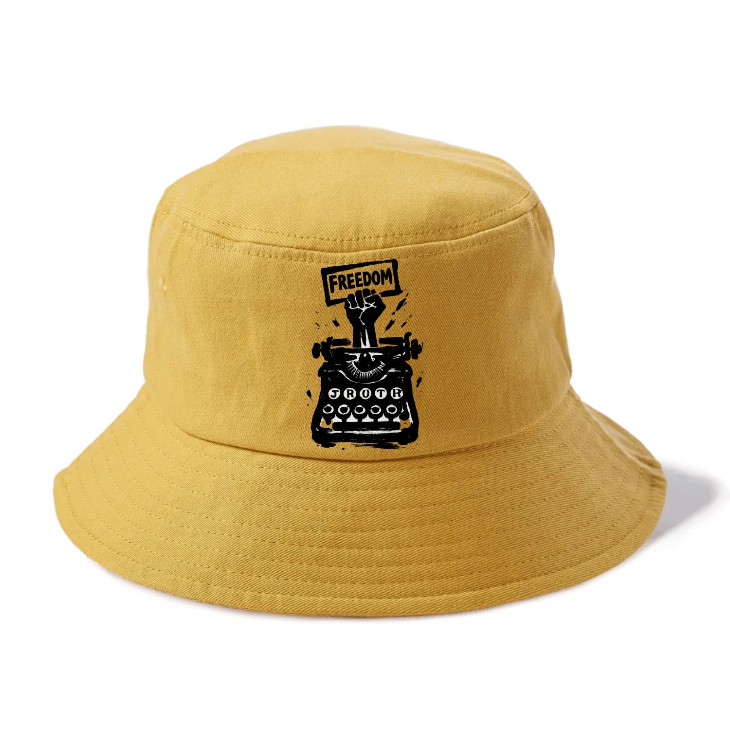 Typewriter keys - journalism and truth ink art - Bucket Hat - Golden Harvest(Yellow)