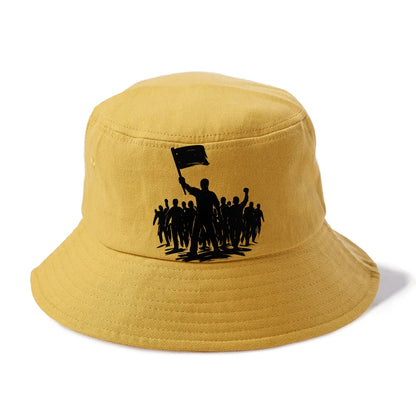 Crowd of protesters marching - solidarity movement ink painting - Bucket Hat - Golden Harvest(Yellow)