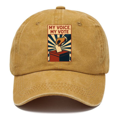Hand dropping ballot into box with determination - "My Voice, My Vote" - individual - Classic Cap - Golden Harvest(Yellow)