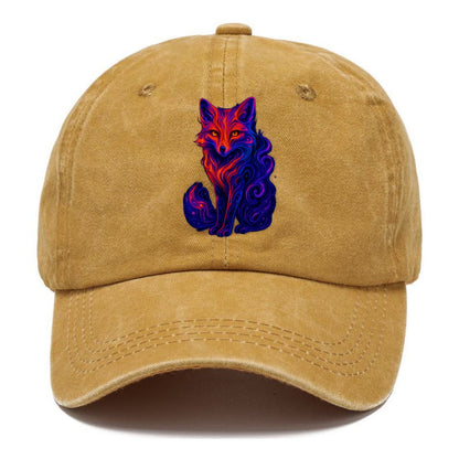 Clever fox with tail dissolving into cosmic nebula swirls, orange to purple gradient - Classic Cap - Golden Harvest(Yellow)