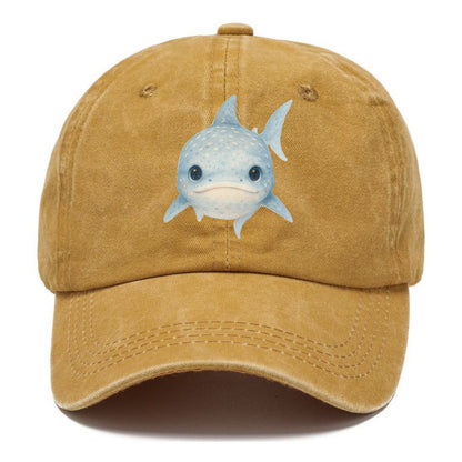 Baby Whale Shark - spotted blue-gray, wide mouth closed, tiny eyes, front-facing, - Classic Cap - Golden Harvest(Yellow)