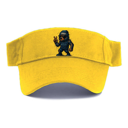 Memphis Grizzly Bear wearing Grizzlies navy and light blue beanie with Beale Street patch - Visor - Golden Harvest(Yellow)
