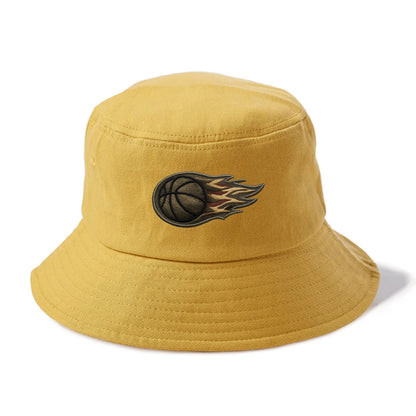 Embroidered patch design - BASKETBALL FLAMING BALL - basketball with flames in orange - Bucket Hat - Golden Harvest(Yellow)