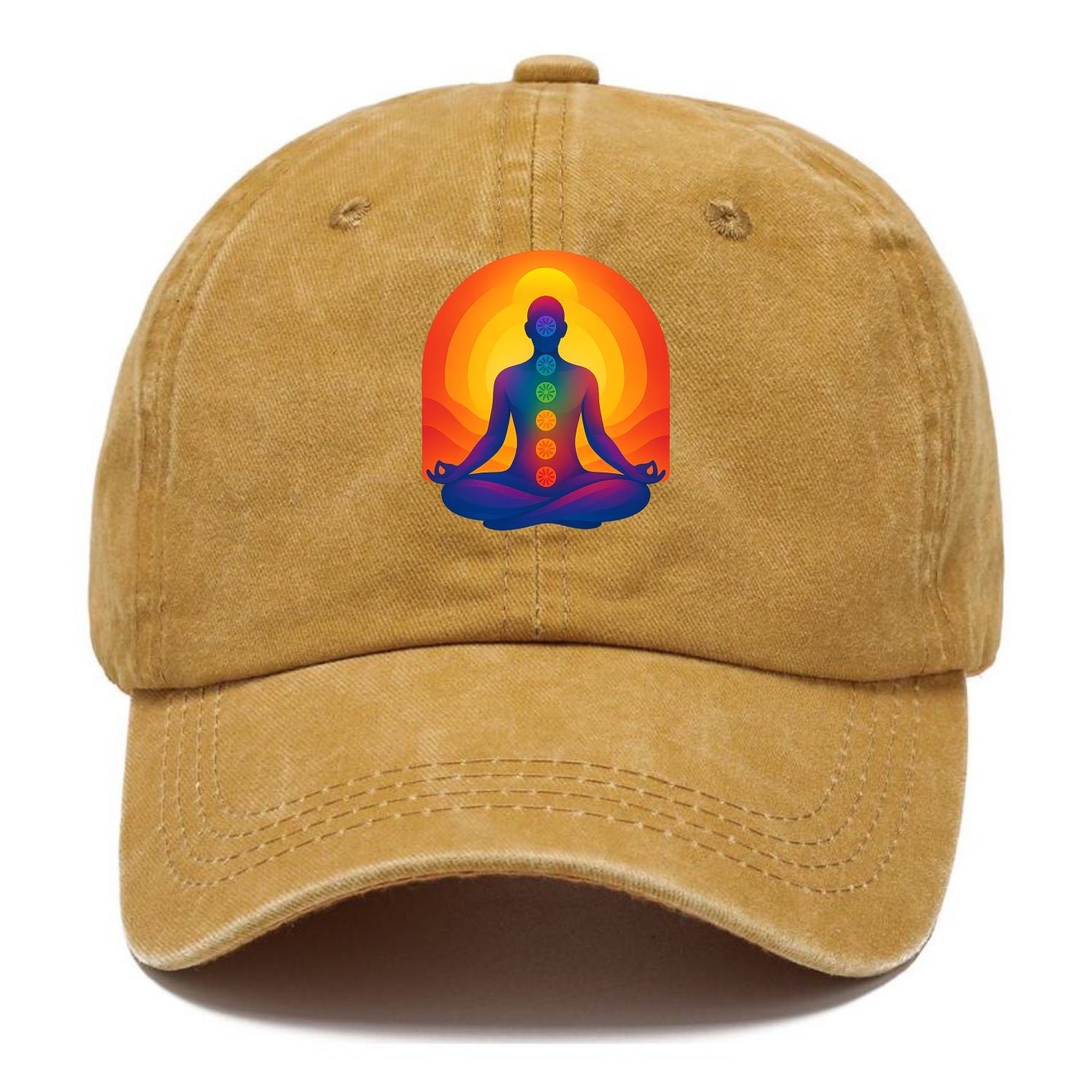 Sunset Meditation - Figure in lotus pose Classic Cap - Golden Harvest(Yellow)