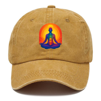 Sunset Meditation - Figure in lotus pose Classic Cap - Golden Harvest(Yellow)