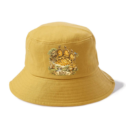 HONEY PAW | Bear paw print filled with honeycomb | Sticky evidence | Forest treasure - Bucket Hat - Golden Harvest(Yellow)