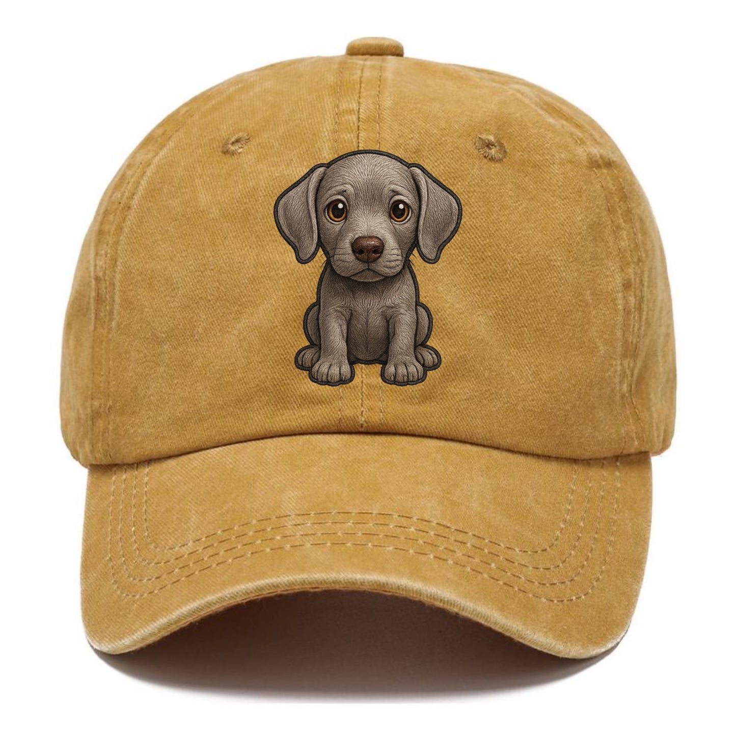 Baby Weimaraner Puppy - silver-gray coat, amber eyes, sleek body, front-facing, ghost - Classic Cap - Golden Harvest(Yellow)