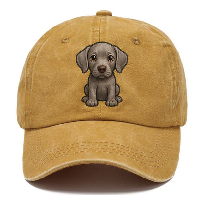 Baby Weimaraner Puppy - silver-gray coat, amber eyes, sleek body, front-facing, ghost - Classic Cap - Golden Harvest(Yellow)