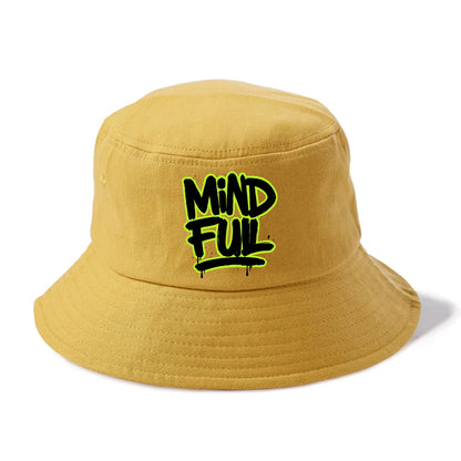 Bold typography design - "MINDFUL" - present awareness, conscious living - Bucket Hat - Golden Harvest(Yellow)