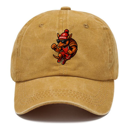 Houston Armadillo wearing Rockets red and silver beanie with rocket ship and wayfarer - Classic Cap - Golden Harvest(Yellow)