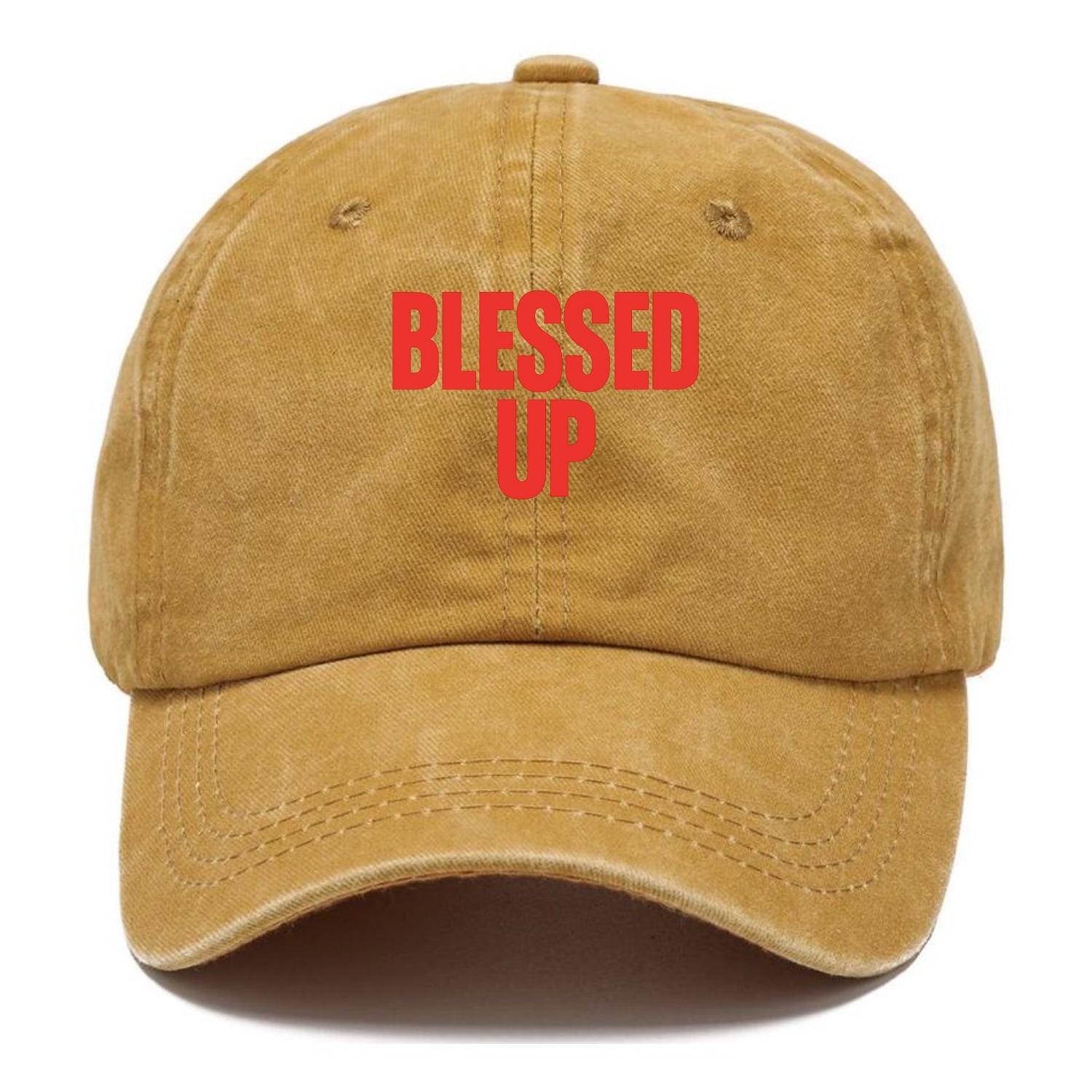 Bold typography design - "BLESSED UP" - recognizing fortune - Classic Cap - Golden Harvest(Yellow)