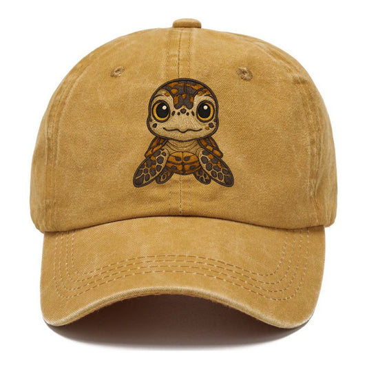 Baby Hawksbill Turtle - amber and brown shell pattern, curious golden eyes, - Classic Cap - Golden Harvest(Yellow)