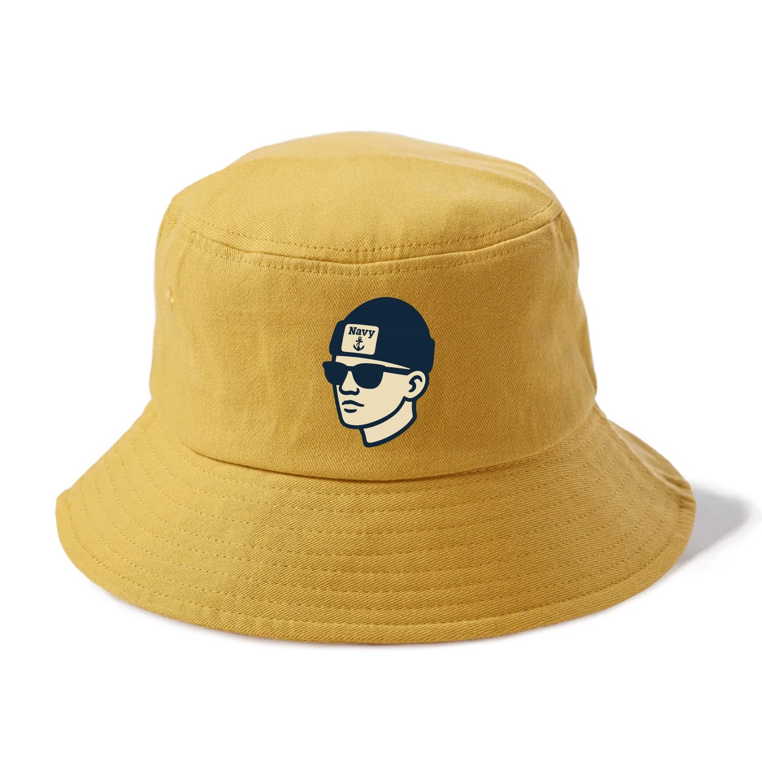 Annapolis Midshipman wearing Navy beanie with anchor patch - Bucket Hat - Golden Harvest(Yellow)