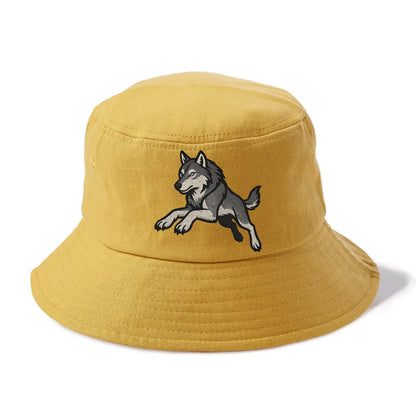 Wolf Leaping Action  - Bucket Hat - Golden Harvest(Yellow)