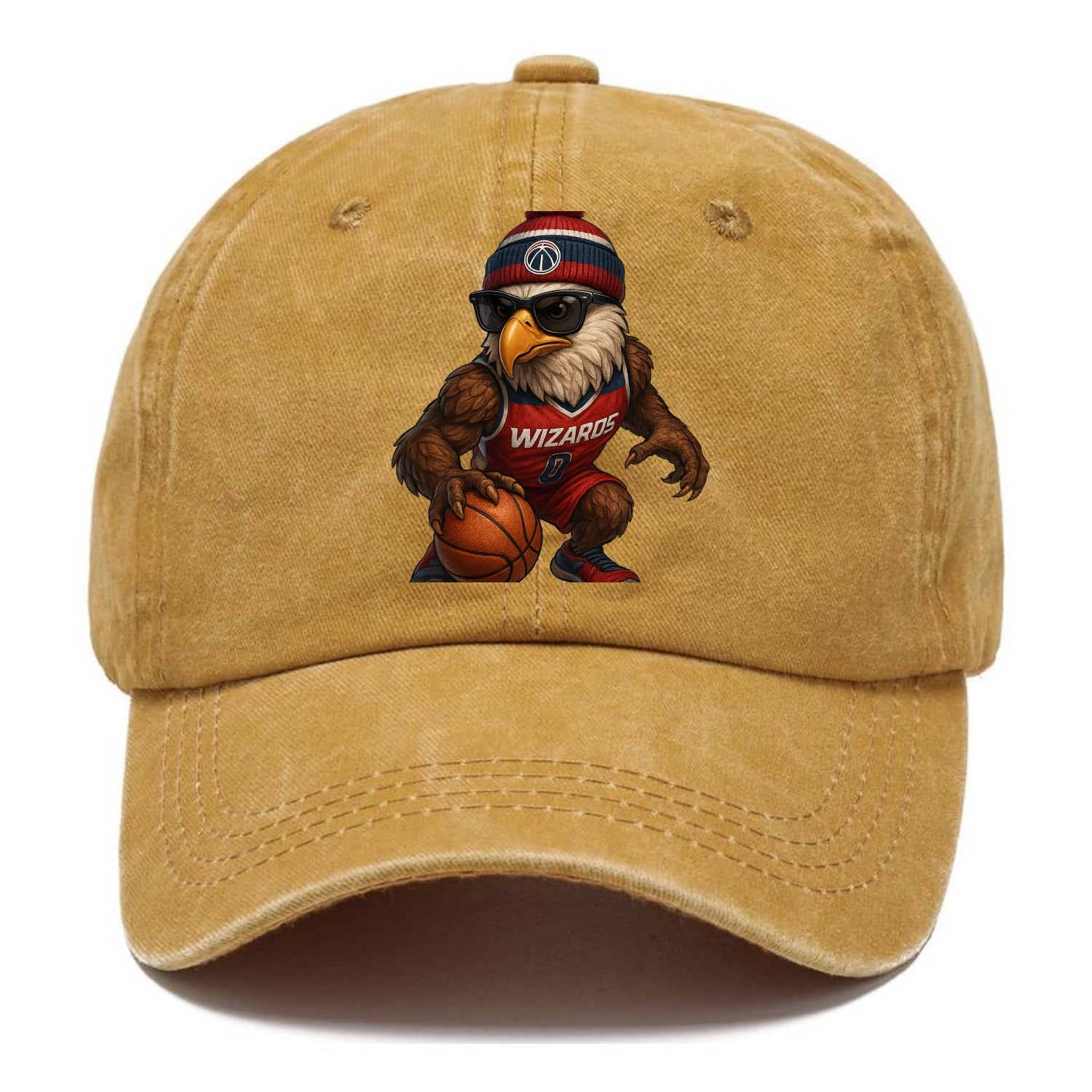 DC Eagle wearing Wizards red white and blue beanie with monument patch and wayfarer - Classic Cap - Golden Harvest(Yellow)