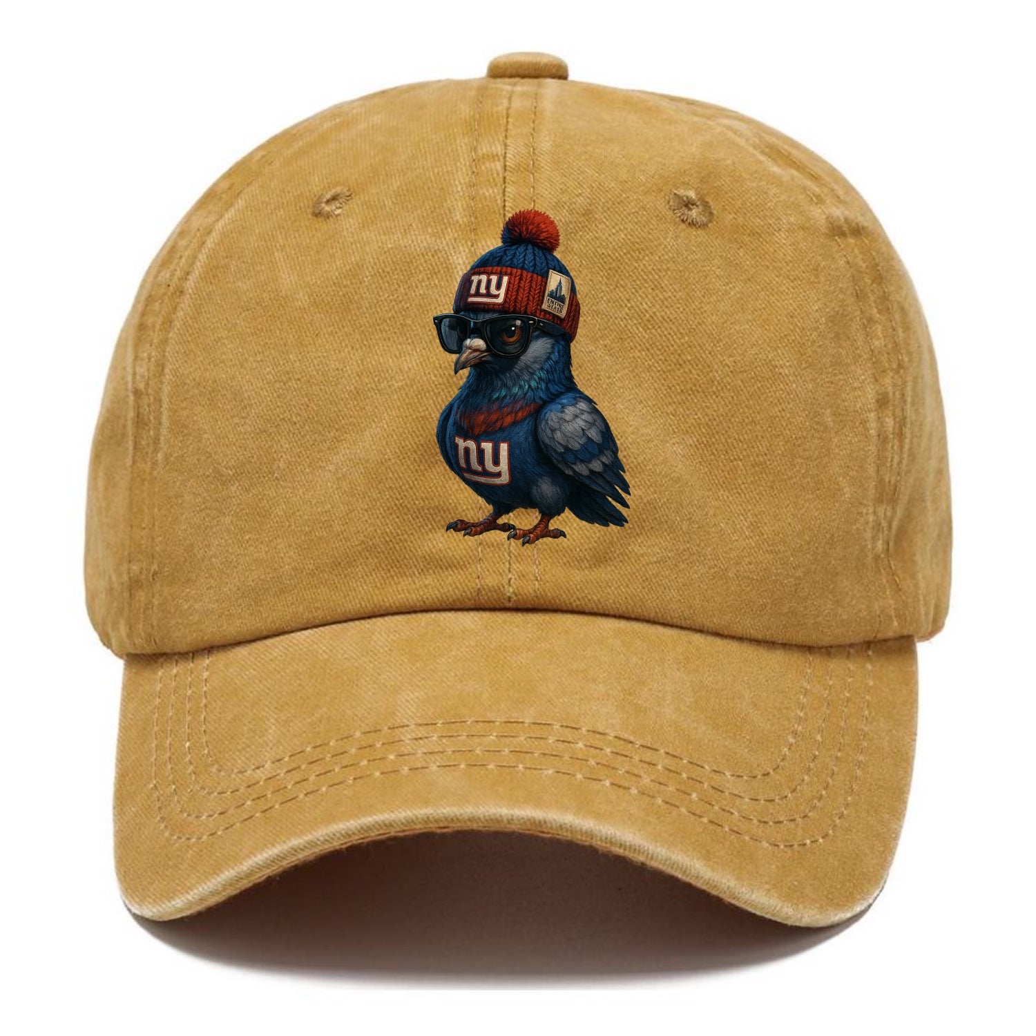 Manhattan Pigeon wearing Giants beanie with Empire State patch and wayfarer sunglasses - Classic Cap - Golden Harvest(Yellow)