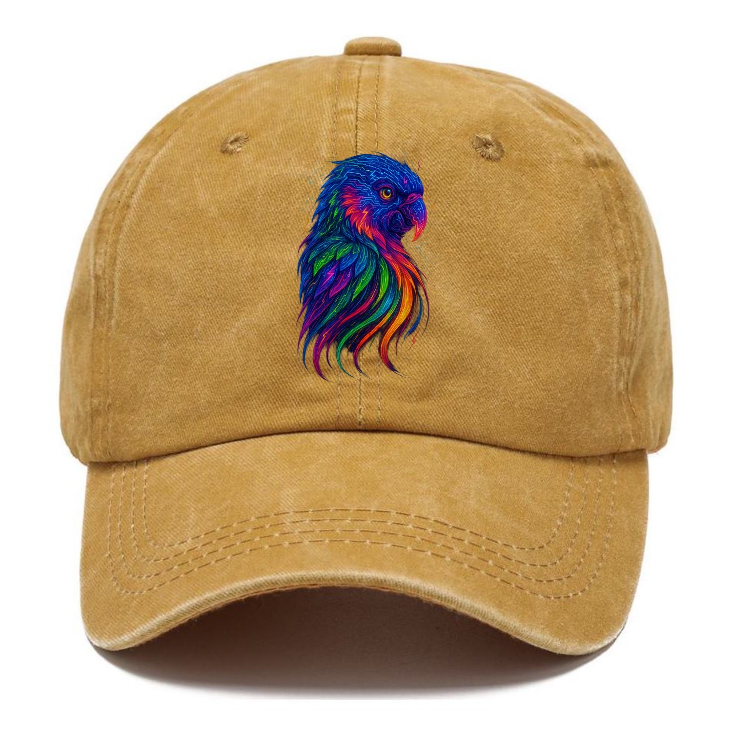 Vibrant parrot with feathers flowing into tropical rainbow streams, every color of - Classic Cap - Golden Harvest(Yellow)