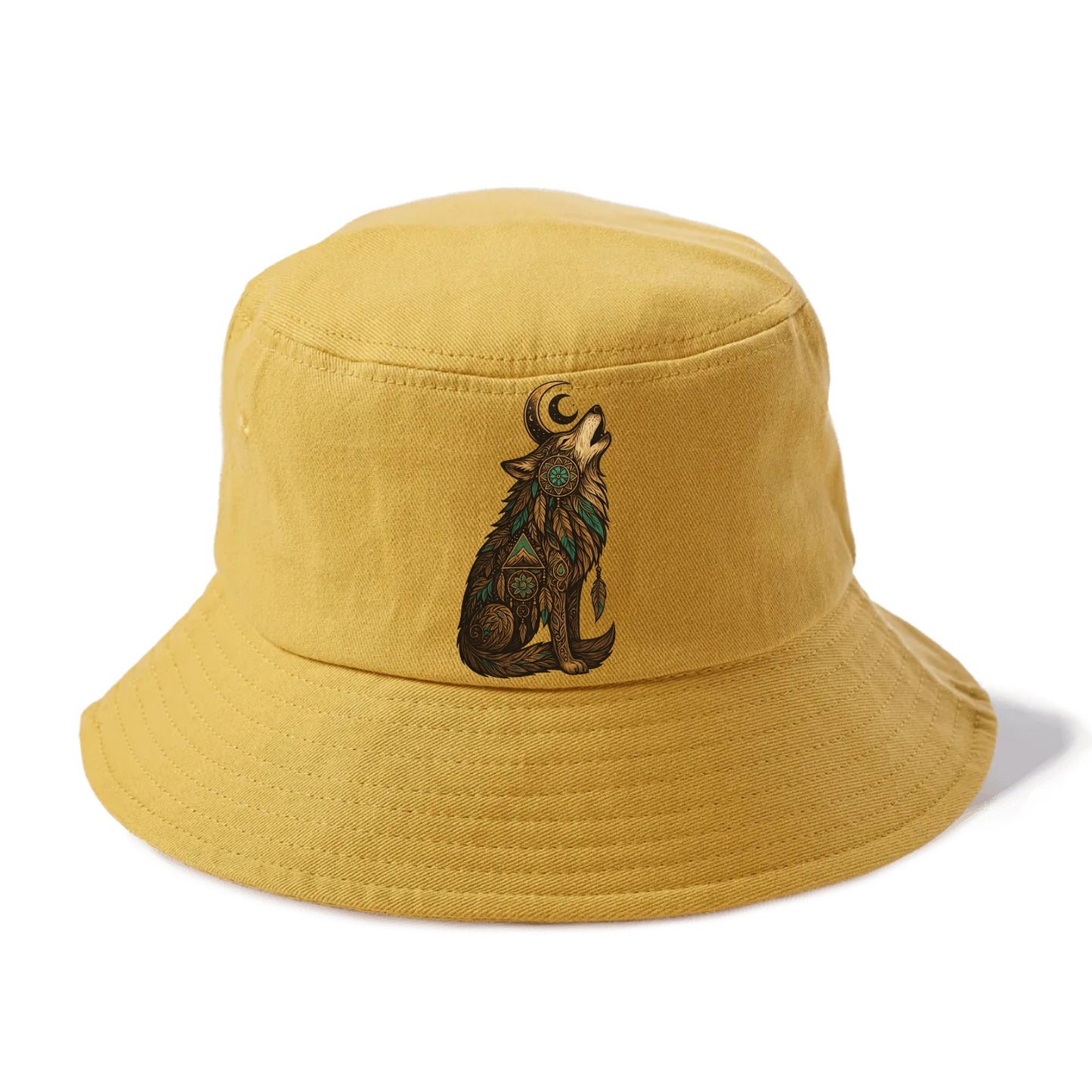 Celestial Moon Wolf  - Bucket Hat - Golden Harvest(Yellow)