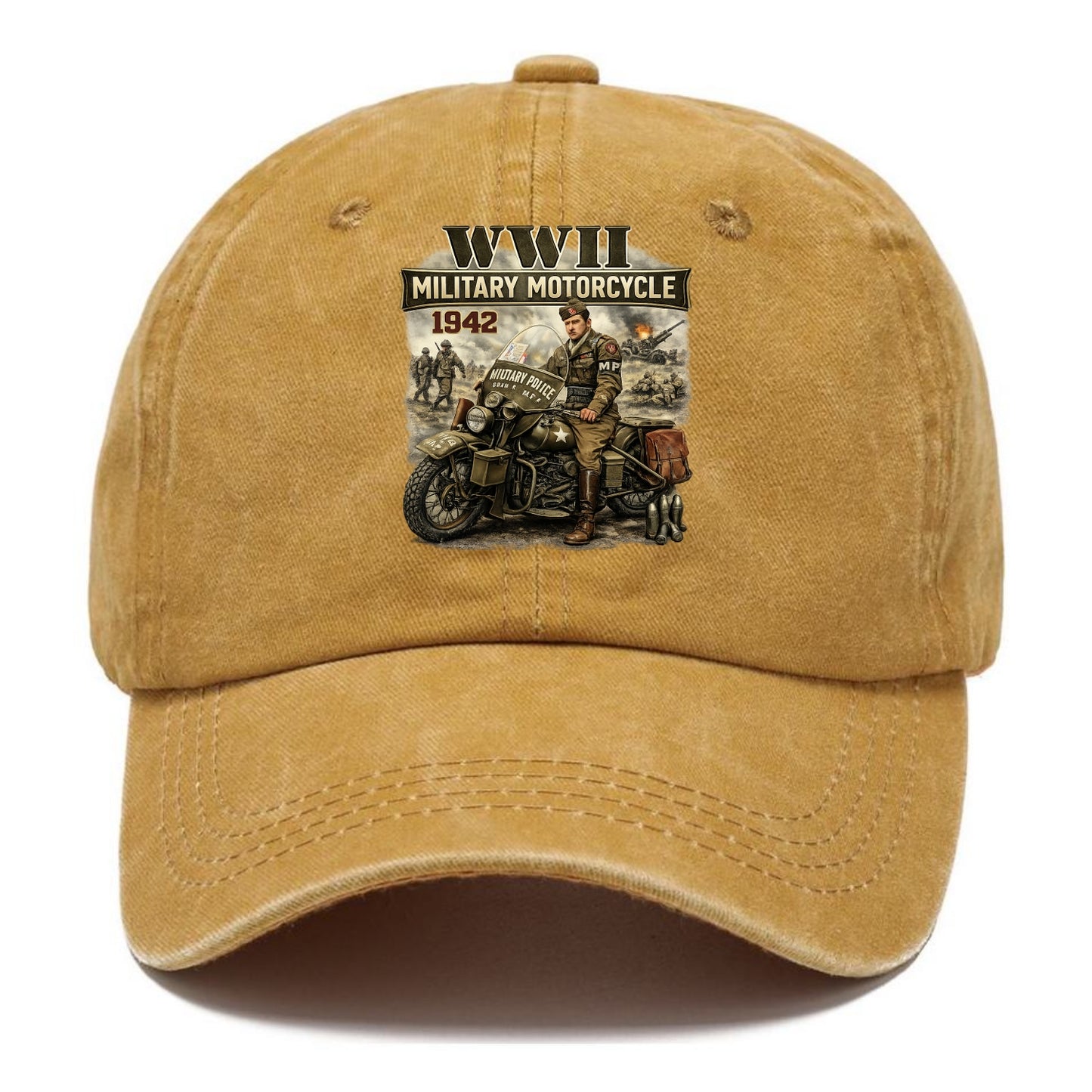 Wwii Military Motorcycle 1942 - Classic Cap - Golden Harvest(Yellow)