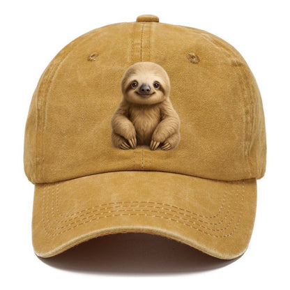 Baby Sloth - tan fur, long arms, peaceful smile, gentle eyes, front-facing, zen - Classic Cap - Golden Harvest(Yellow)
