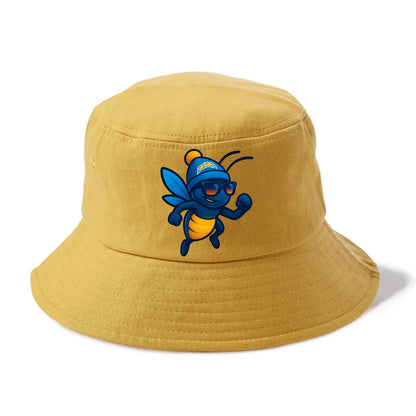 LA Lightning Bug wearing Chargers powder blue and gold beanie with pom pom and - Bucket Hat - Golden Harvest(Yellow)