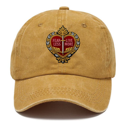 FEAR LESS LIVE MORE - heart with text in red , courage - Classic Cap - Golden Harvest(Yellow)