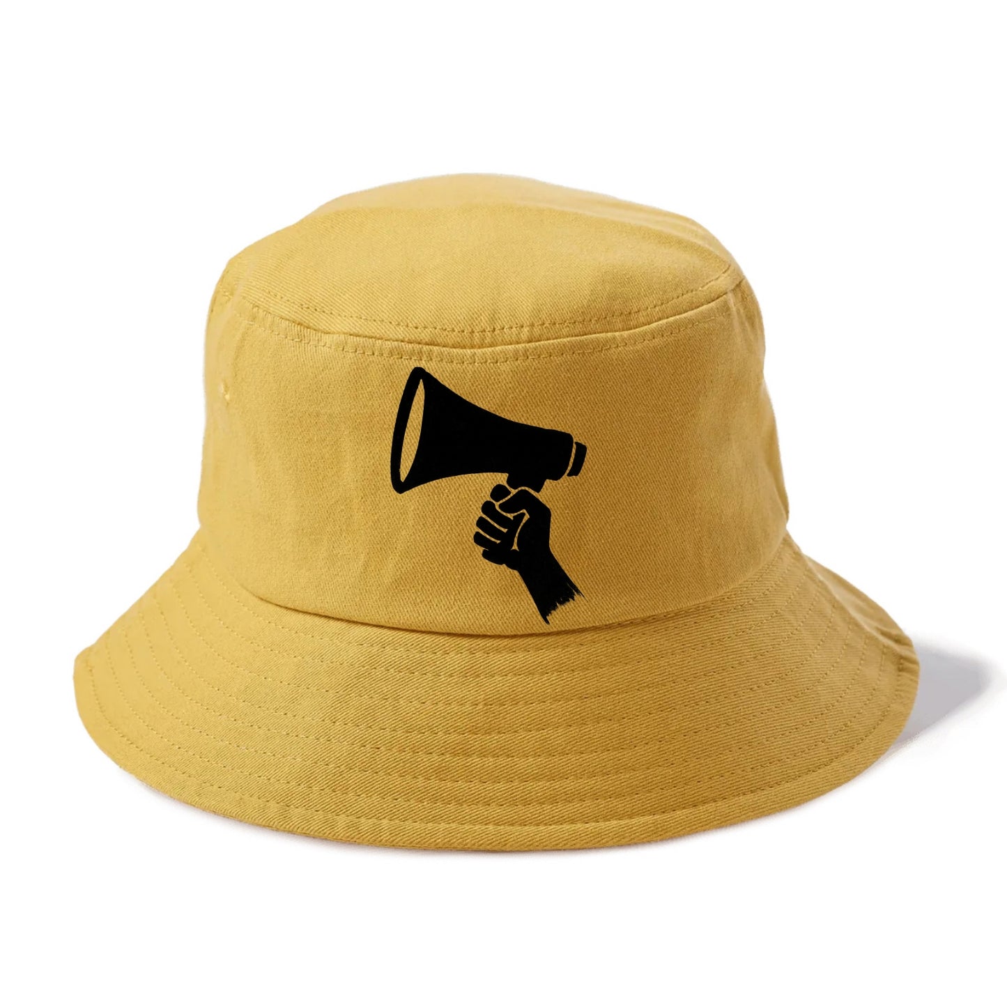 Megaphone silhouette - voice and protest ink brushwork - Bucket Hat - Golden Harvest(Yellow)