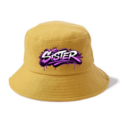 Bold typography design - "SISTER" - female bond, sisterhood - Bucket Hat - Golden Harvest(Yellow)