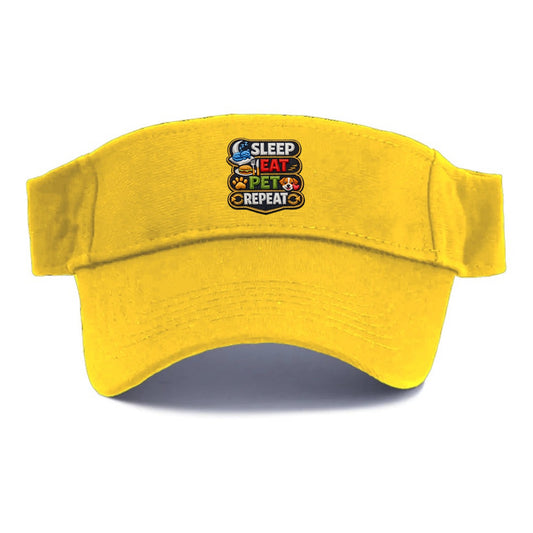 SLEEP EAT PET REPEAT - daily routine icons in multicolor , pet life - Visor - Golden Harvest(Yellow)