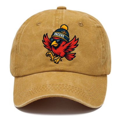 Indiana Cardinal wearing Pacers beanie with speedway patch and wayfarer sunglasses - Classic Cap - Golden Harvest(Yellow)