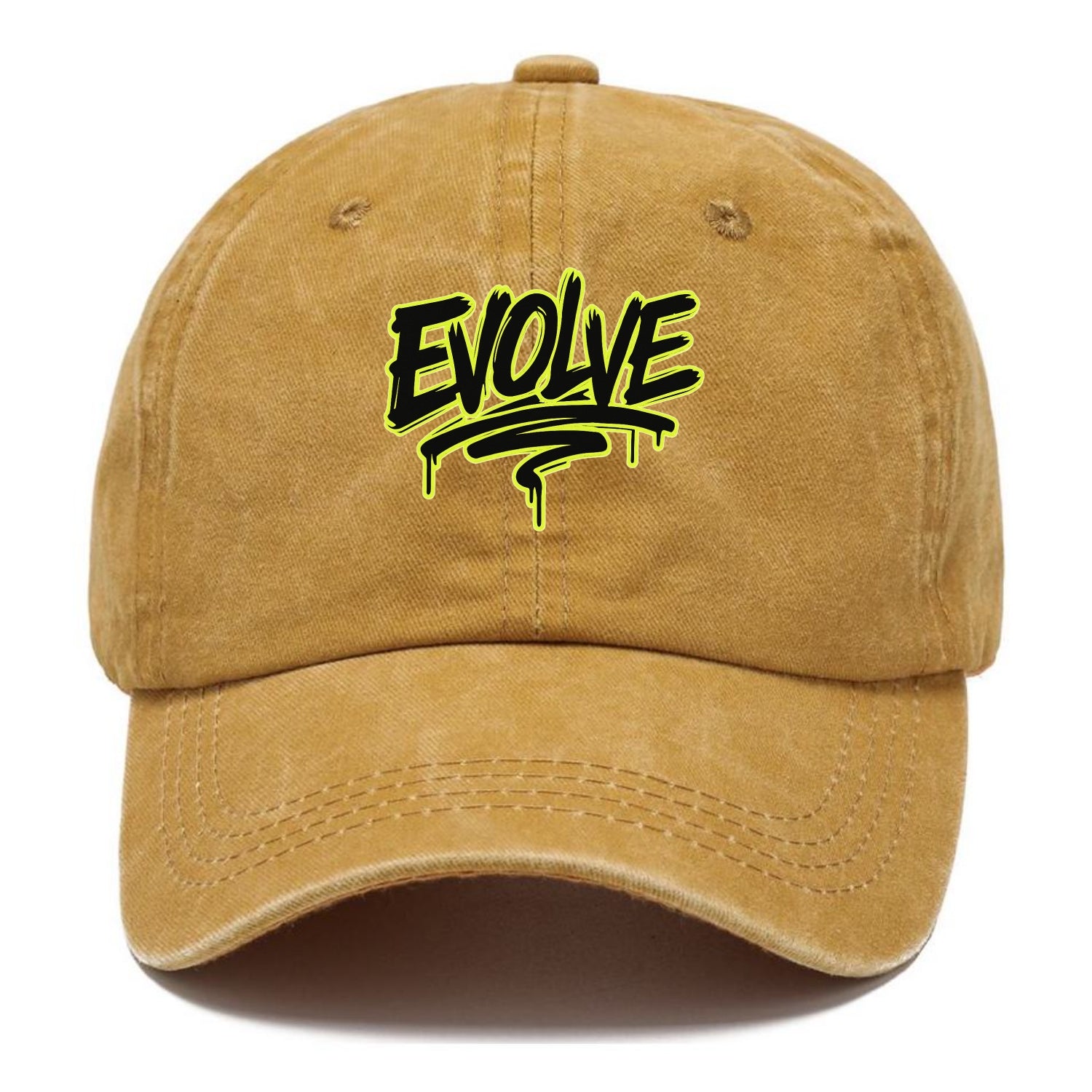 Bold typography design - "EVOLVE" - changing, becoming better - Classic Cap - Golden Harvest(Yellow)