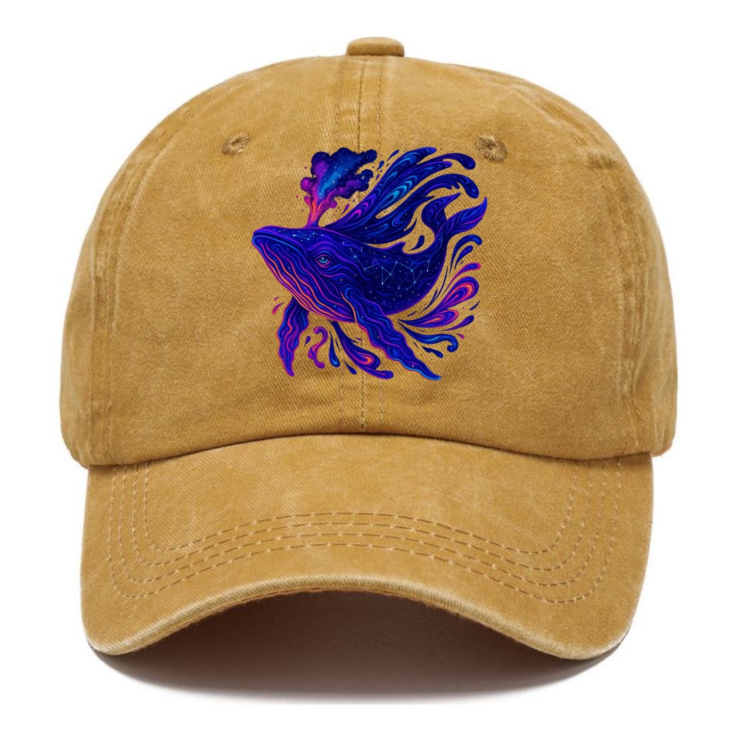 Majestic whale with body composed of galaxy clusters, stellar fins flowing like - Classic Cap - Golden Harvest(Yellow)