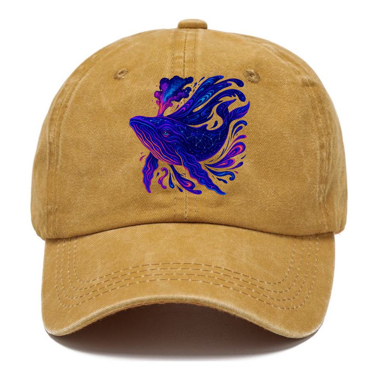 Majestic whale with body composed of galaxy clusters, stellar fins flowing like - Classic Cap - Golden Harvest(Yellow)