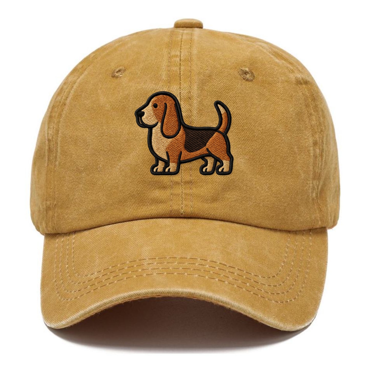 Basset Hound - Trendy low-rider design with prominent black outline - Classic Cap - Golden Harvest(Yellow)