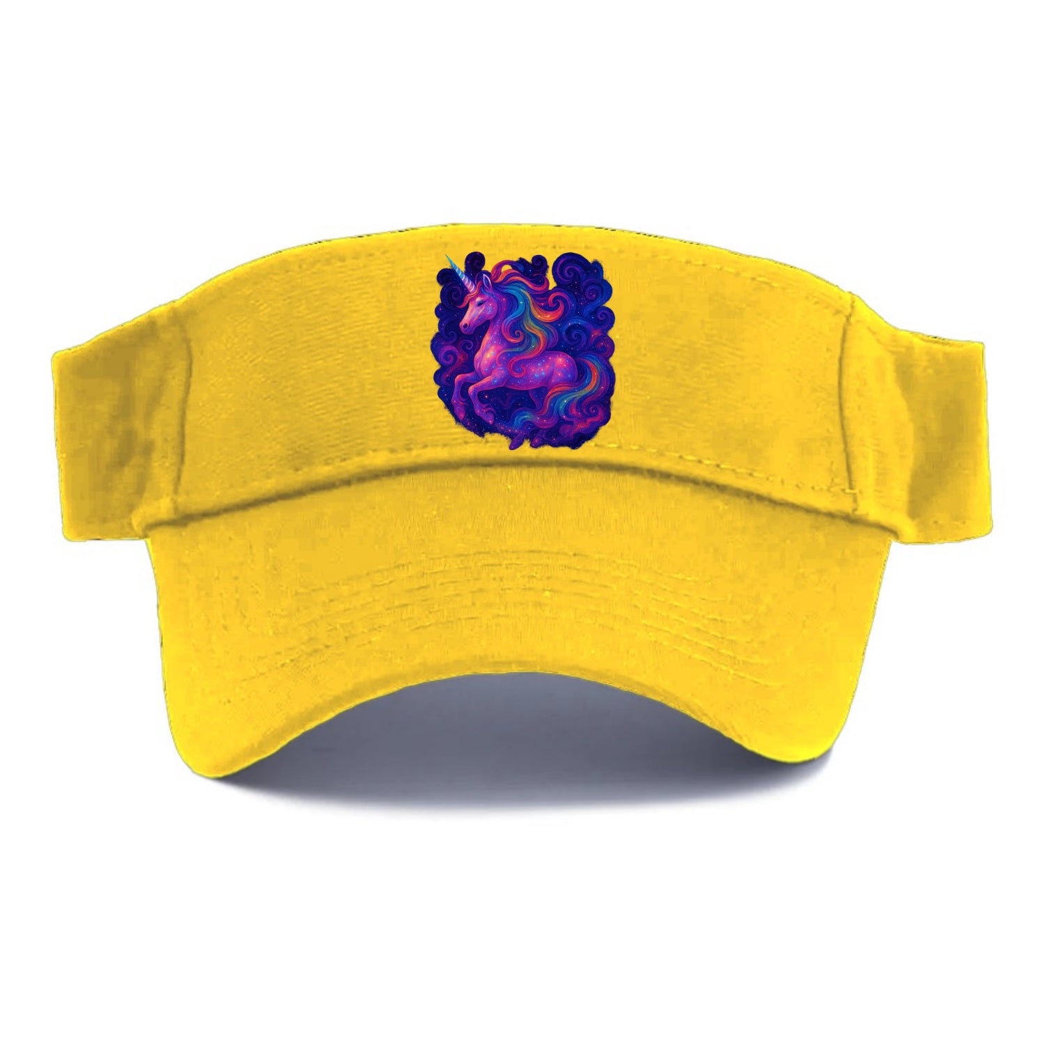 Magical unicorn with flowing rainbow gradient mane, iridescent horn with spiral light - Visor - Golden Harvest(Yellow)