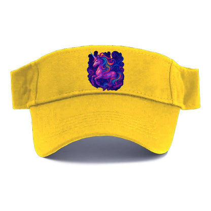 Magical unicorn with flowing rainbow gradient mane, iridescent horn with spiral light - Visor - Golden Harvest(Yellow)