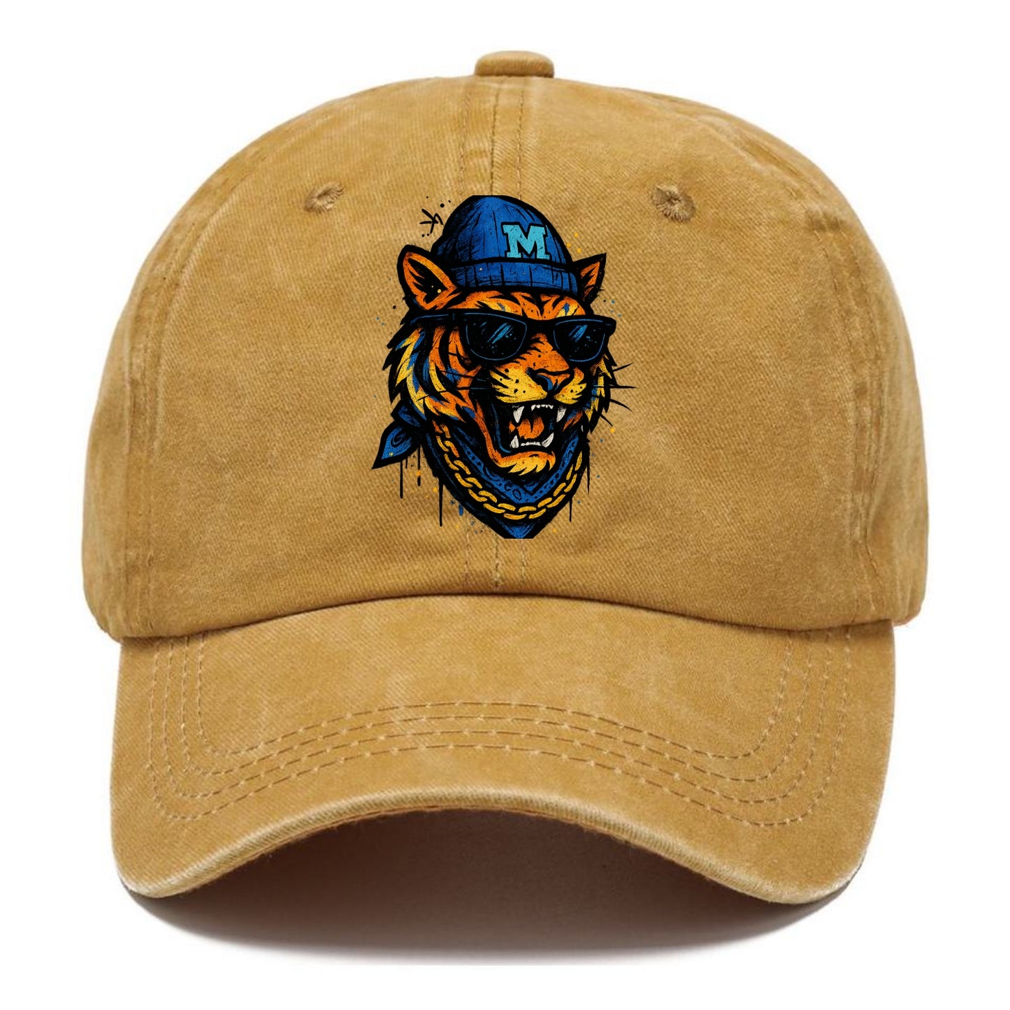 Memphis Tiger wearing Memphis beanie with M patch - Classic Cap - Golden Harvest(Yellow)