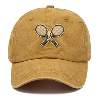 Embroidered patch design - TENNIS RACKET CROSSED - tennis rackets with ball in white - Classic Cap - Golden Harvest(Yellow)