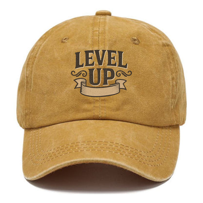 Bold typography design - "LEVEL UP" - improving, advancing, growing - Classic Cap - Golden Harvest(Yellow)