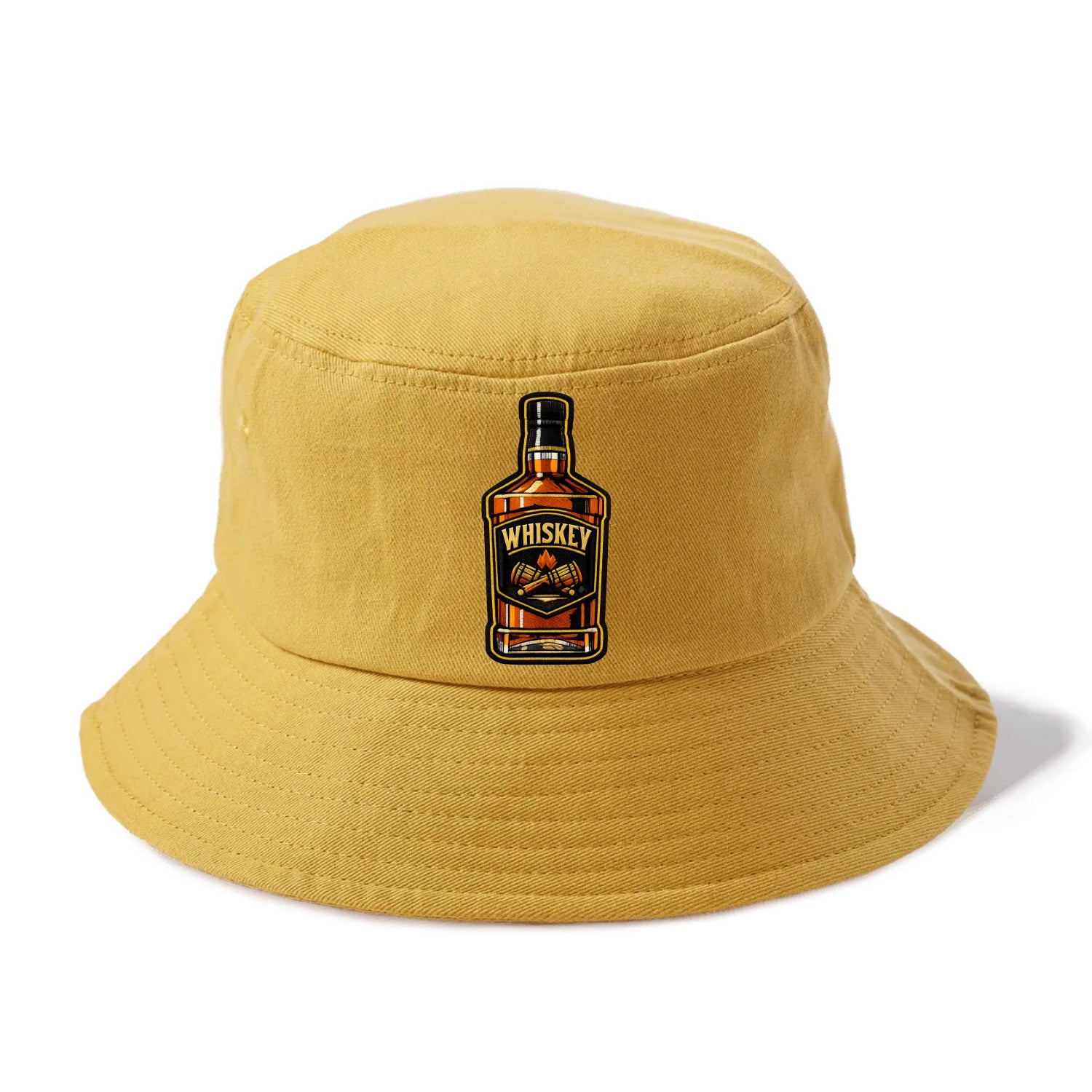 WHISKEY BOTTLE - bourbon bottle in amber and gold , spirits connoisseur - Bucket Hat - Golden Harvest(Yellow)