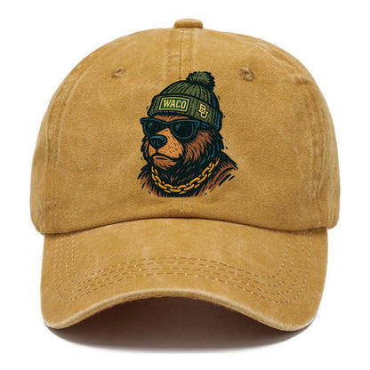 Waco Bear wearing Baylor beanie with BU patch - Classic Cap - Golden Harvest(Yellow)