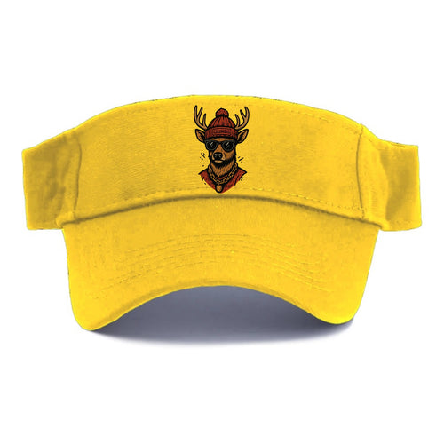 Columbus White-tailed Deer wearing Columbus beanie with pom pom and wayfarer sunglasses - Visor