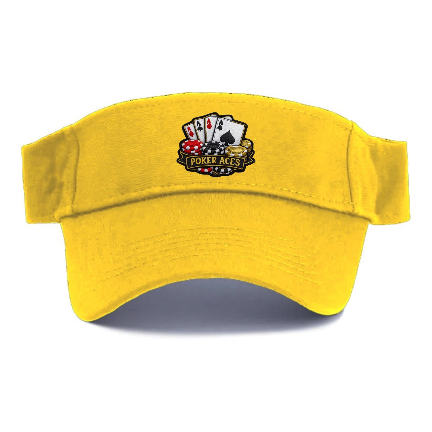 Embroidered patch design - POKER ACES - four aces with chips in red, black and gold - Visor - Golden Harvest(Yellow)