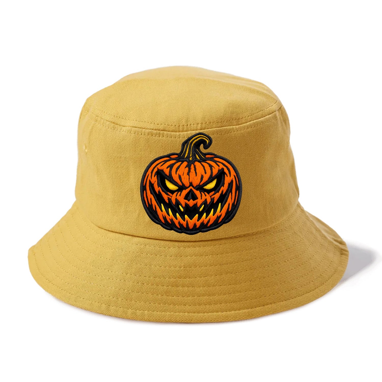 HALLOWEEN PUMPKIN - jack o lantern in orange and black , spooky - Bucket Hat - Golden Harvest(Yellow)