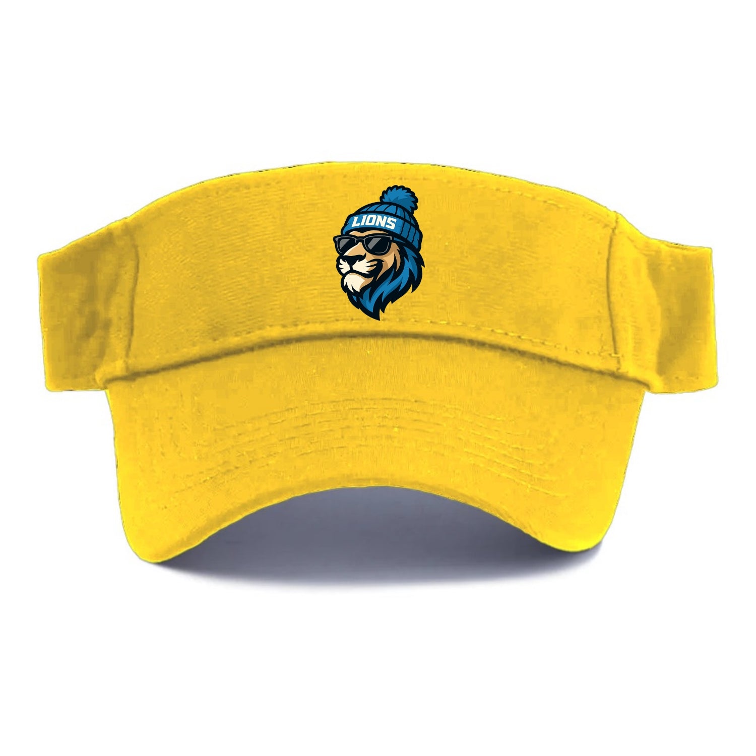 Detroit Lion wearing Lions Honolulu blue and silver beanie with pom pom and wayfarer - Visor - Golden Harvest(Yellow)