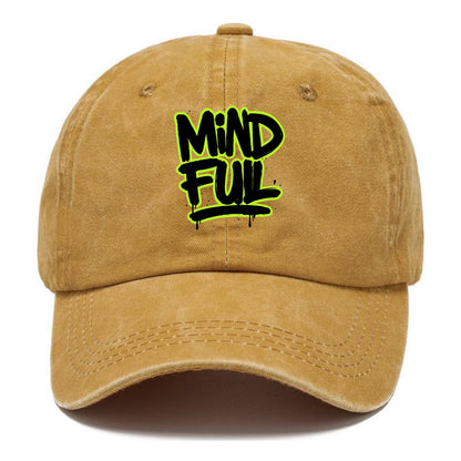 Bold typography design - "MINDFUL" - present awareness, conscious living - Classic Cap - Golden Harvest(Yellow)