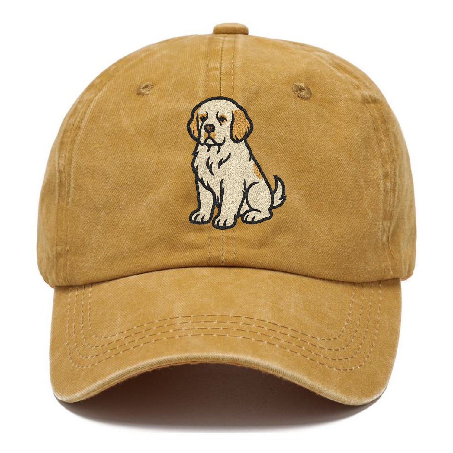 Clumber Spaniel - White with lemon markings embroidered pose - Classic Cap - Golden Harvest(Yellow)