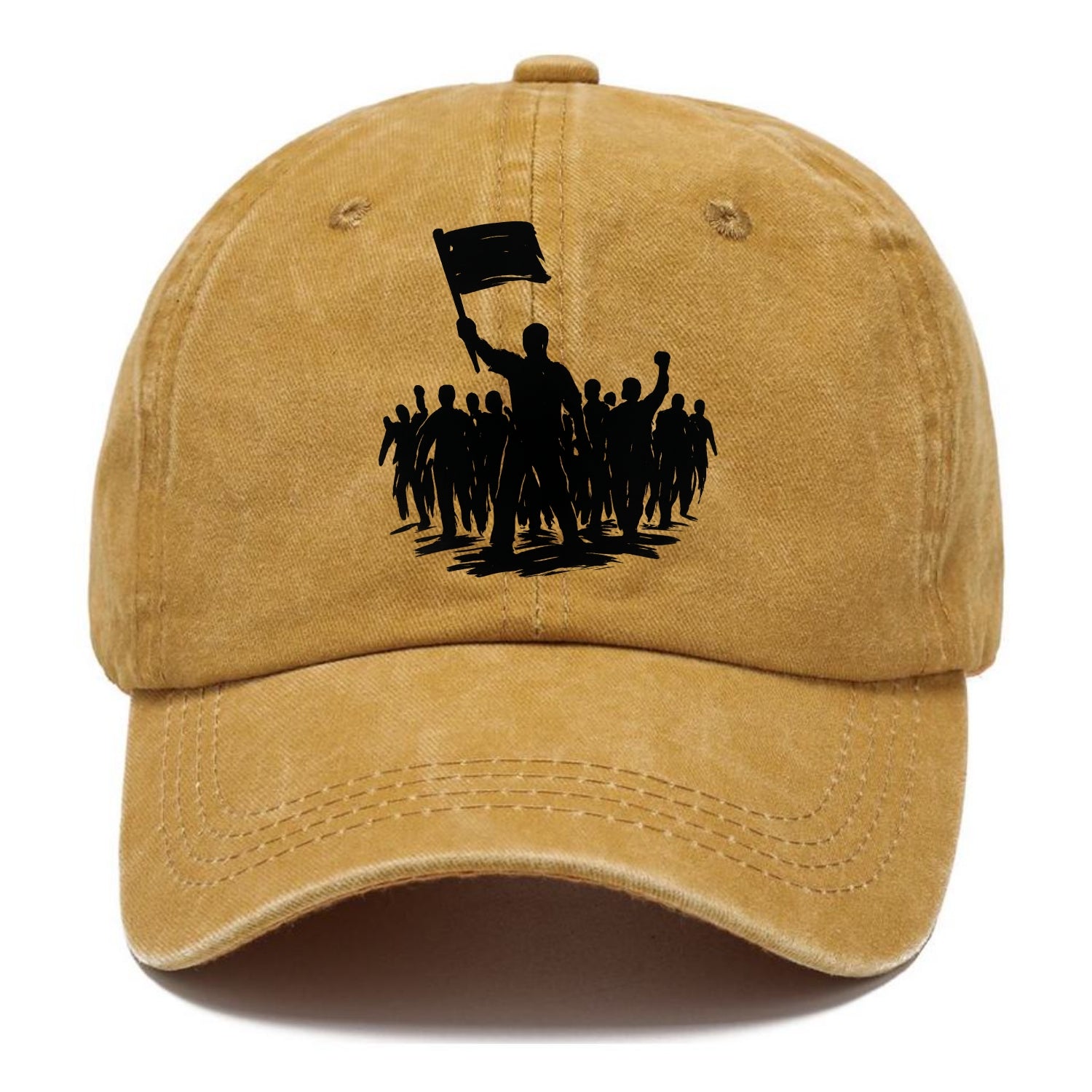 Crowd of protesters marching - solidarity movement ink painting - Classic Cap - Golden Harvest(Yellow)